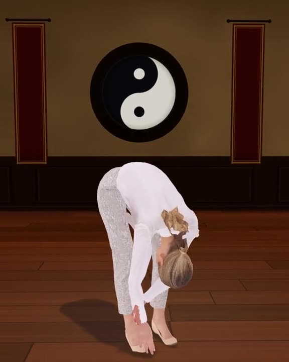 Two hands reaching to the feet